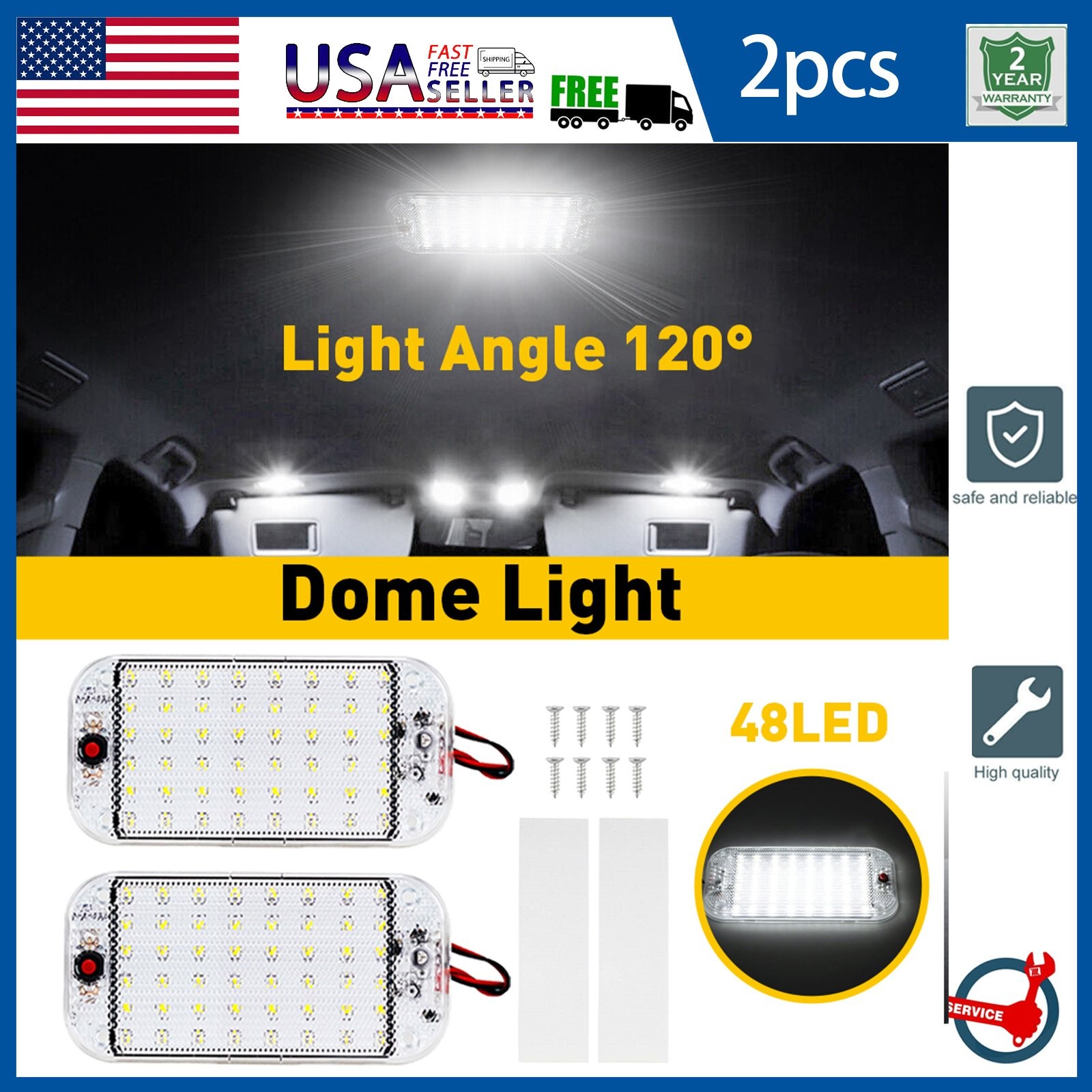 4Pcs 12V 60LED RV Ceiling Dome Light RV Interior Lighting for Car Trailer Truck