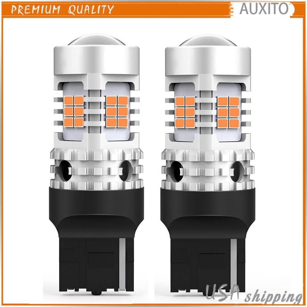 AUXITO Front LED Rear Signal Turn Blinker Light Bulbs No Hyper 7440 Flash Amber