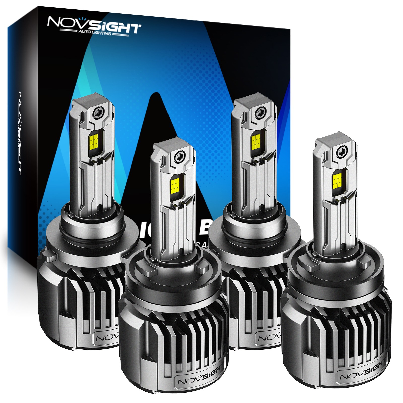 NOVSIGHT Combo 4 9005+H11 LED Headlight Bulbs High Low Beam Kit White 72000LM US