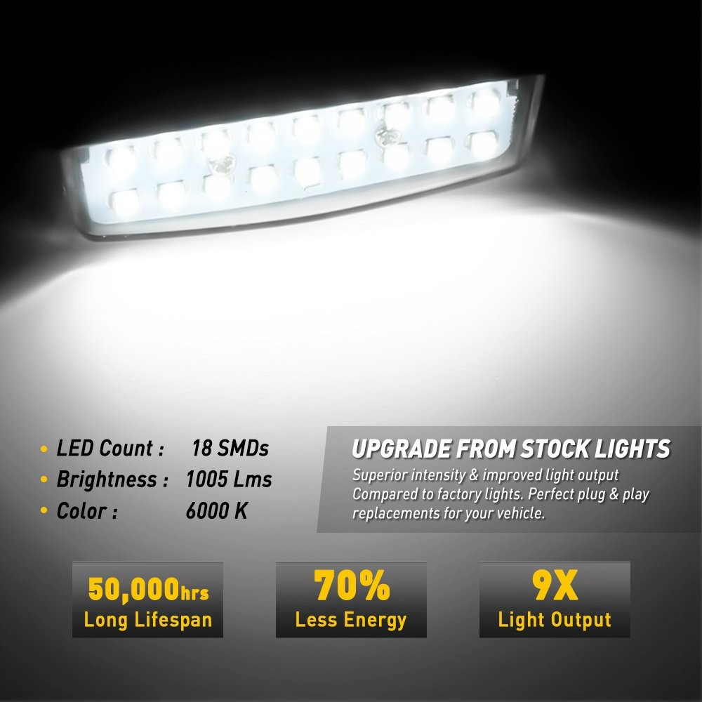 18-SMD LED White License Plate Light Housing SET For Nissan Altima/Sentra/Maxima
