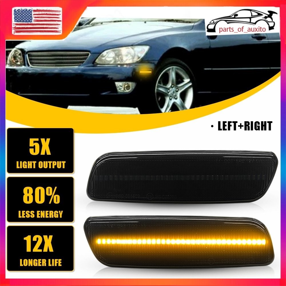 2/4x AUXITO LED Amber Side Front Signal Marker Indicator Light Fit Toyota Lexus