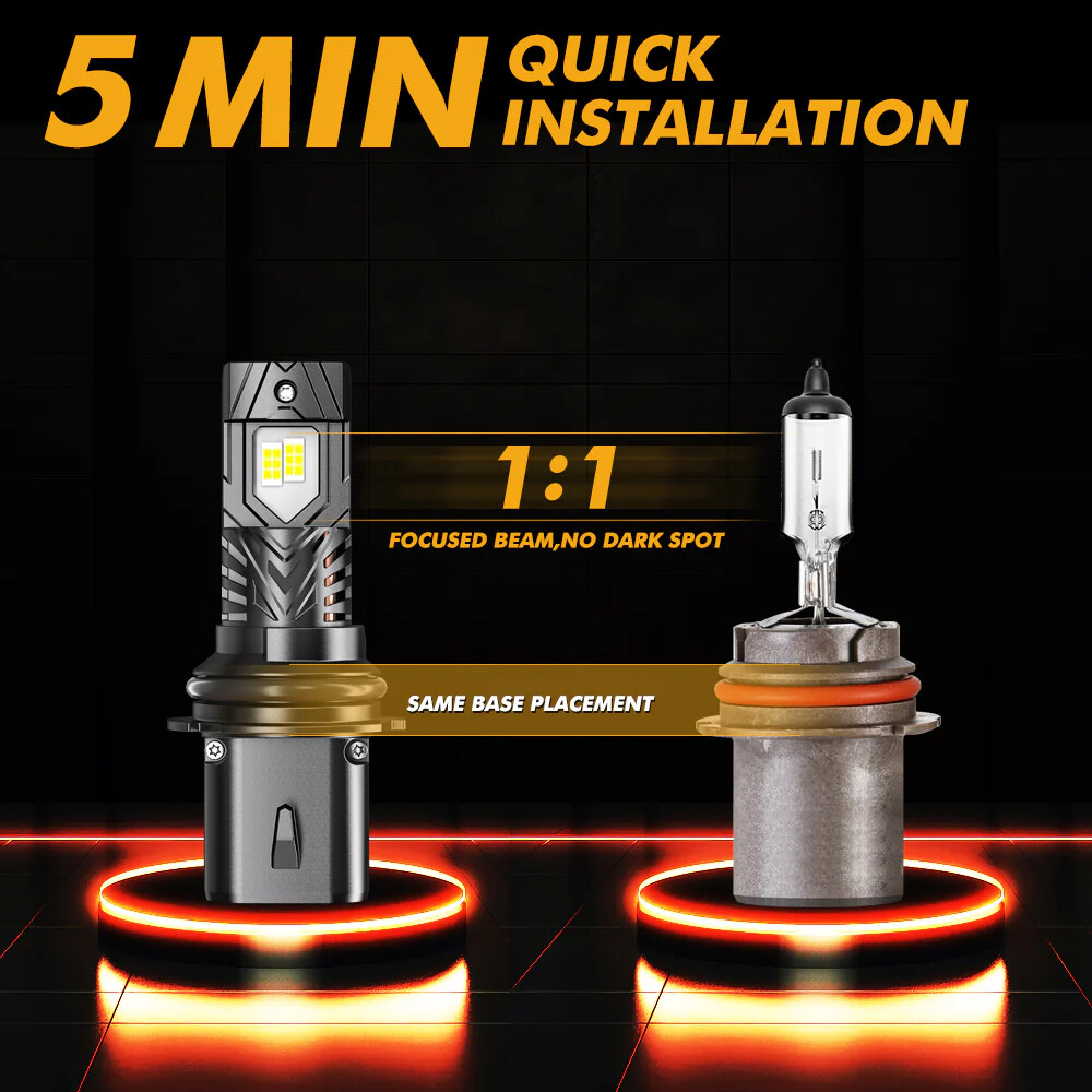 AUXBEAM 9004 HB1 CANBUS LED Headlight Bulb 6500K High & Low 30000LM Super Bright