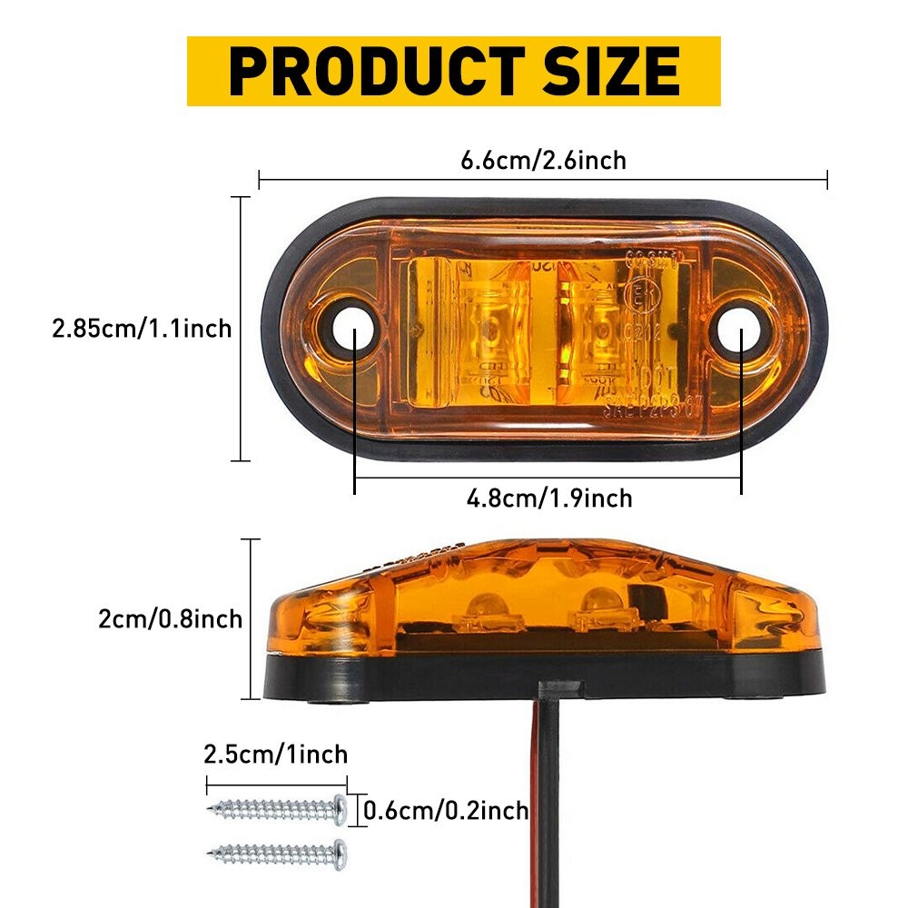 10X Amber LED Side Marker Light Turn Signal Lights Clearance Lamp For Trucks Car