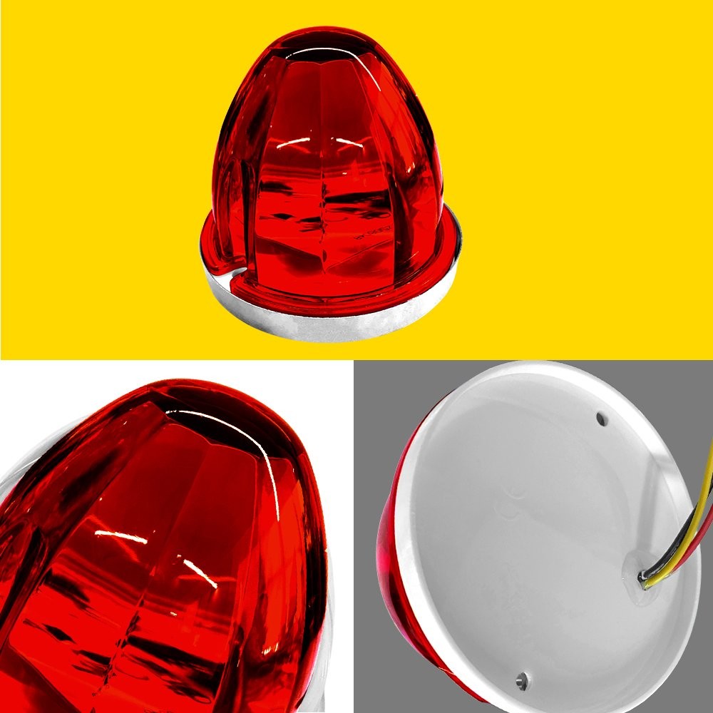 2x Red Flash LED Watermelon Lights For Truck Trailer Round Side Marker Lamps 12V