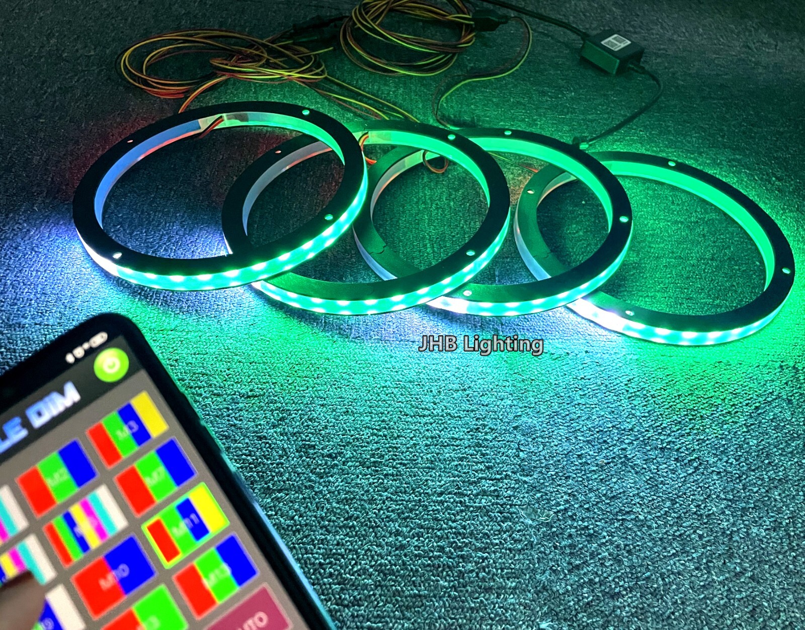 JHB 4PCS 6.5″ SET CHASING Flowing LED Remote Bluetooth Car Speaker Rings Lights