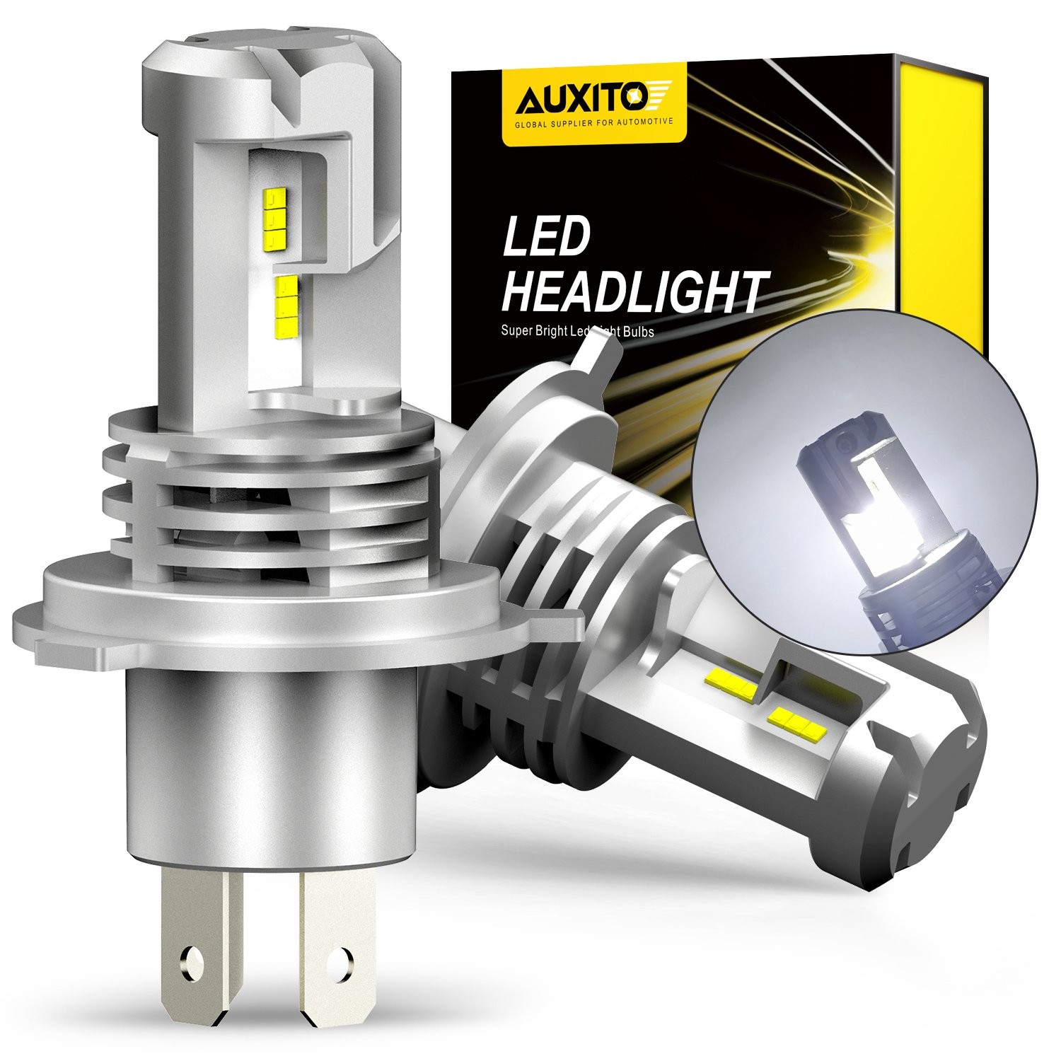 9003 HB2 H4 AUXITO High LED Low Beam White Bright Headlights 30000LM CANbus