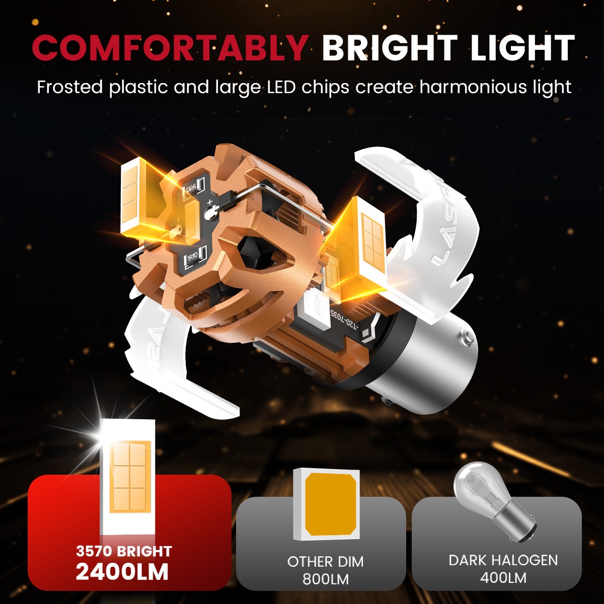 Error Free BAU15S 7507 PY21W LED Front Turn Signal Light Amber Yellow 48W 2X