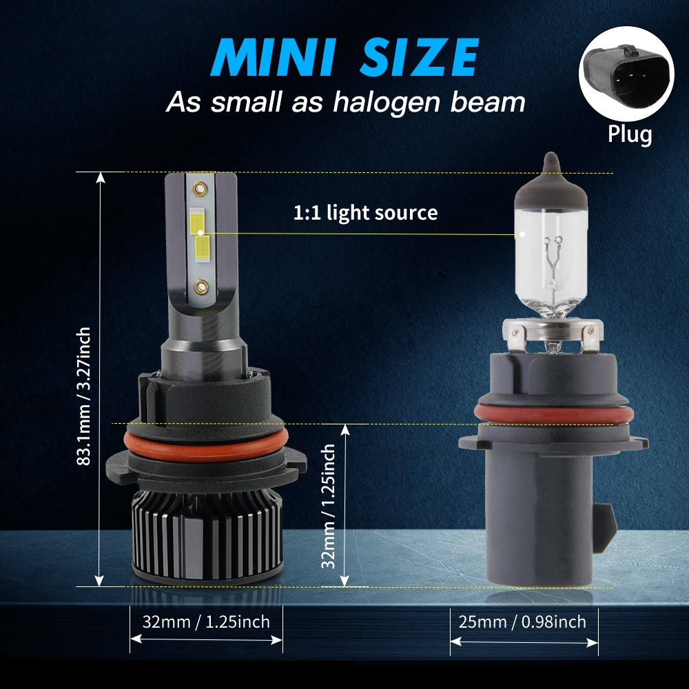 9004 LED Headlight Bulbs Kit 6000K For Dodge fit Caravan 1993-1995 Bright White