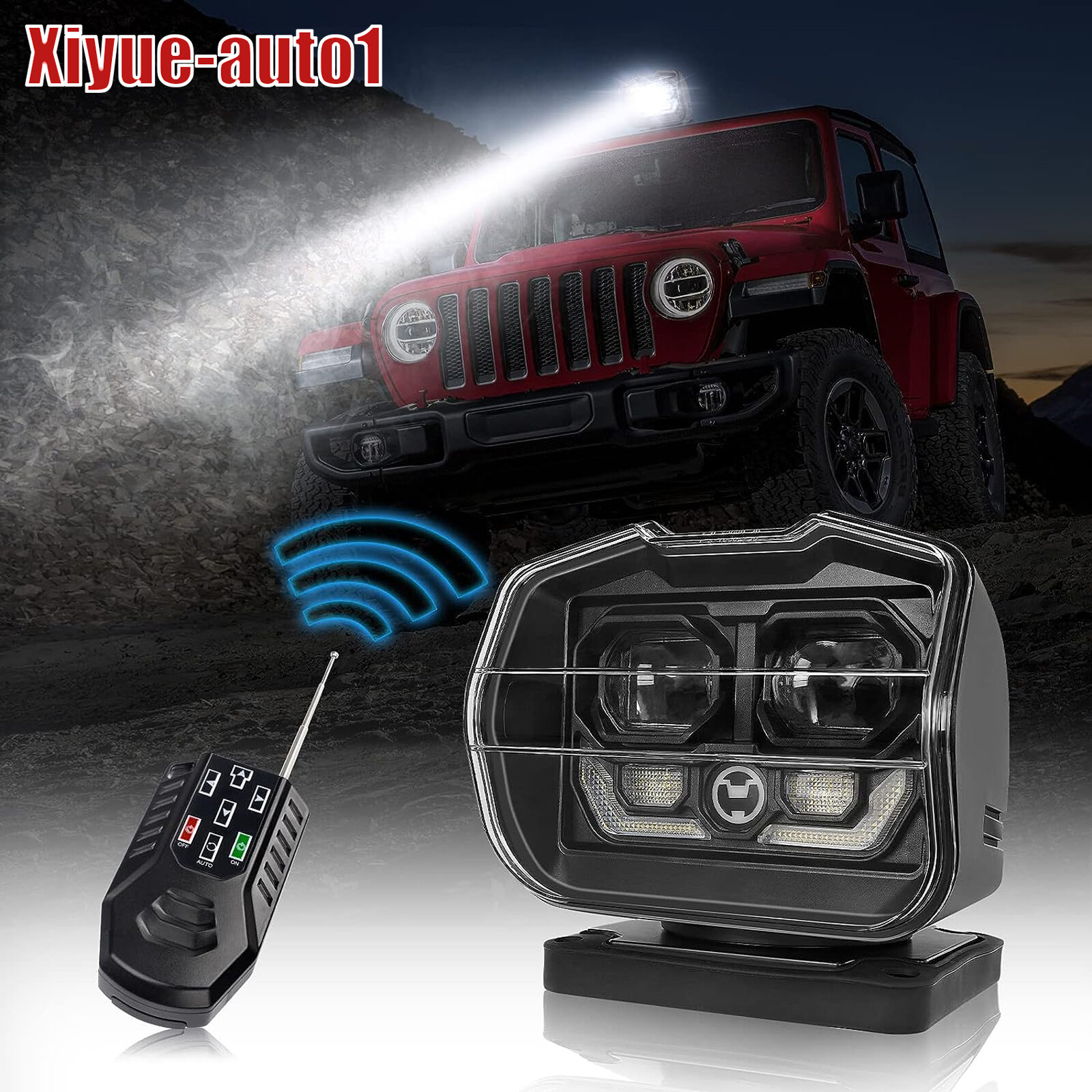 360° LED Searchlight Remote Control Magnetic Spotlight Marine Boat Truck Offroad