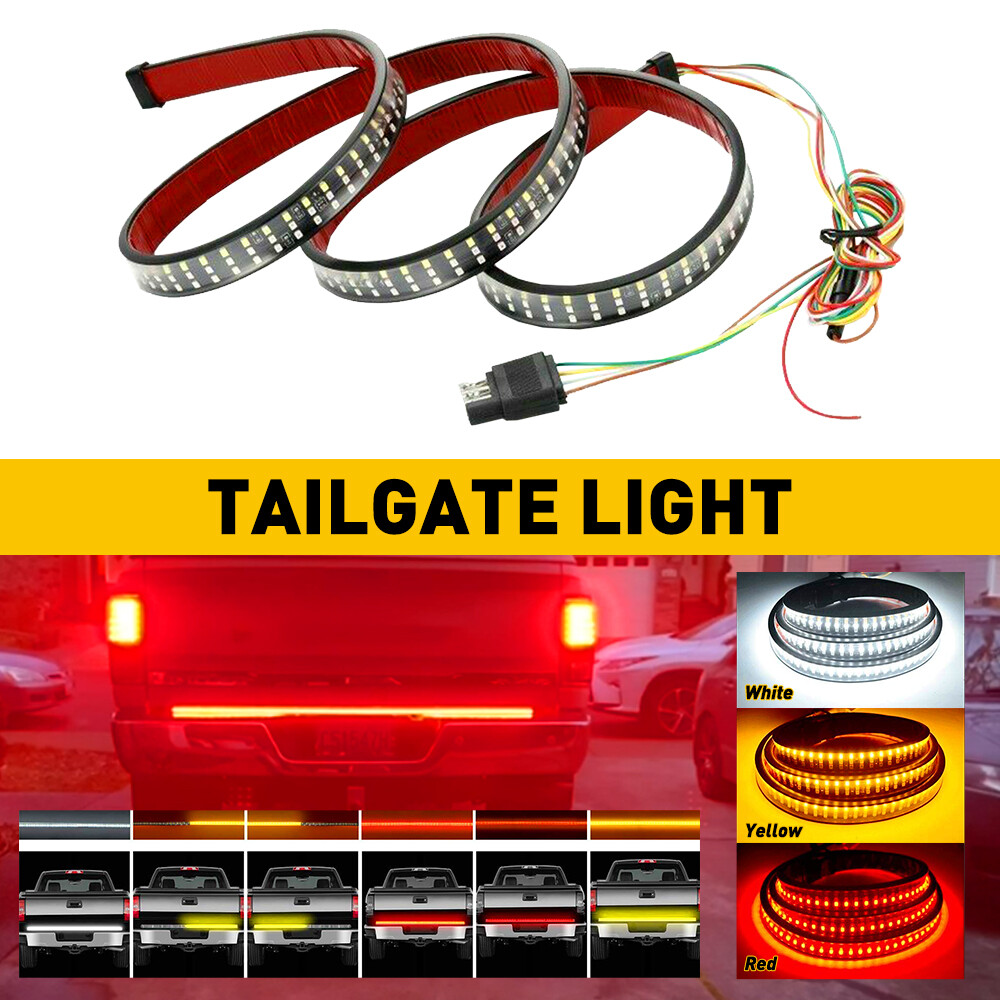 48″ 3 Row LED Strip Light Tailgate Bar Car Truck Reverse Brake Tail Signal Light