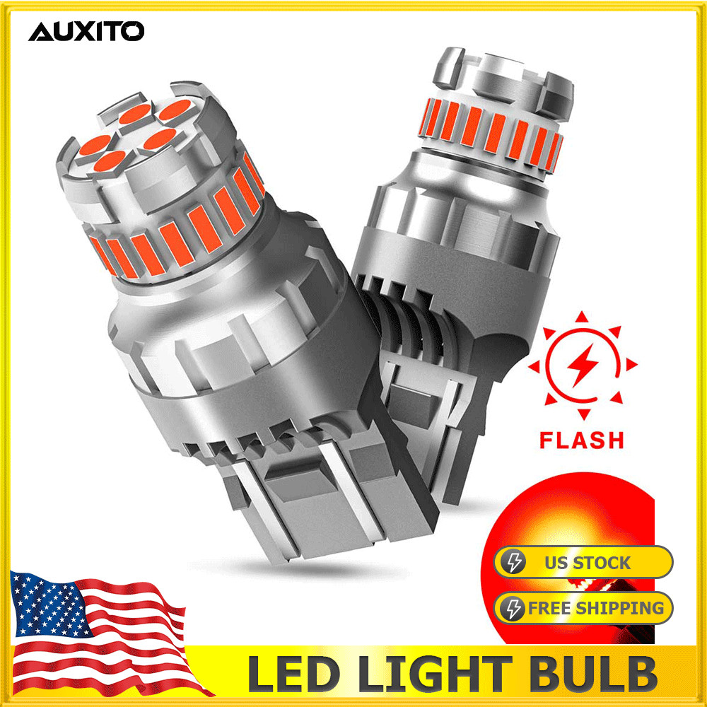 4PCS 7443 7440 LED Red Strobe Flash Blinking Brake Stop Tail Parking Light Bulbs