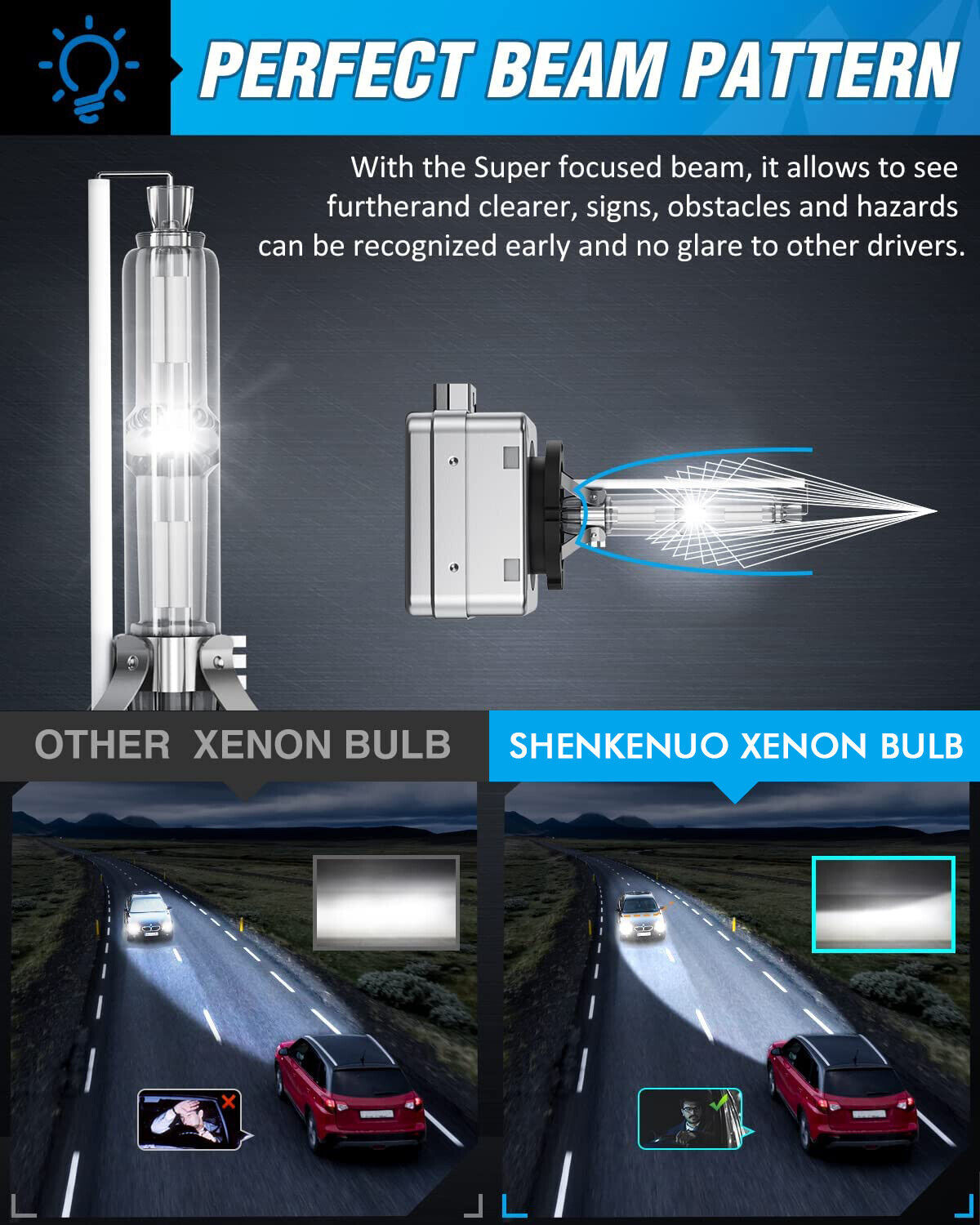 For Cadillac XTS 2013-2017- 6000K HID Xenon Headlight Bulbs High & Low Beam Qty2