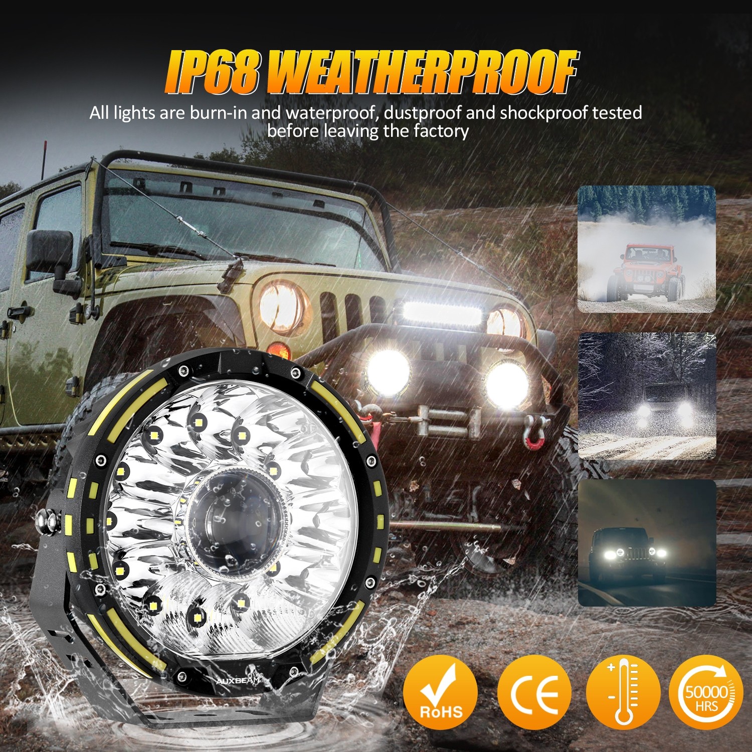 AUXBEAM 2pcs 7″ 360-Pro LED Pods Work Light Driving Fog Headlight Truck Off Road