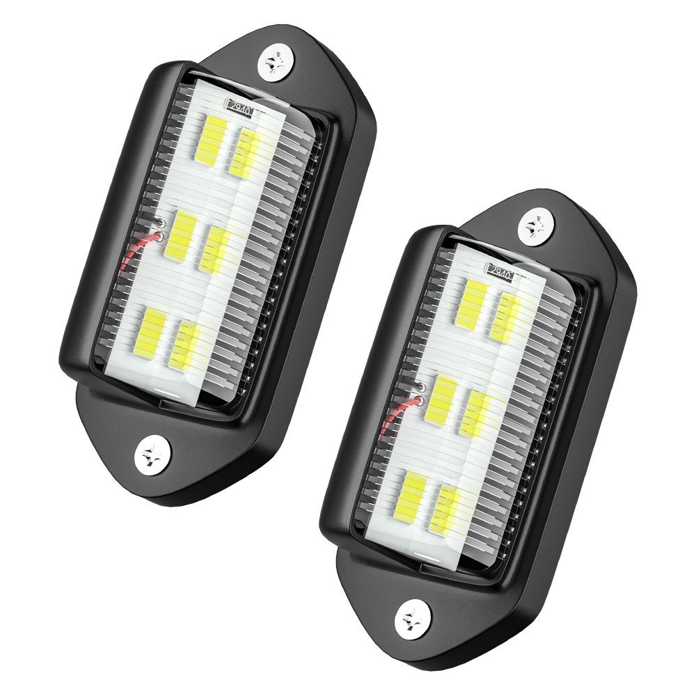 2-6x White LED License Plate Light, 6-SMD Waterproof Tag Lights 12V-24V DC Lamp