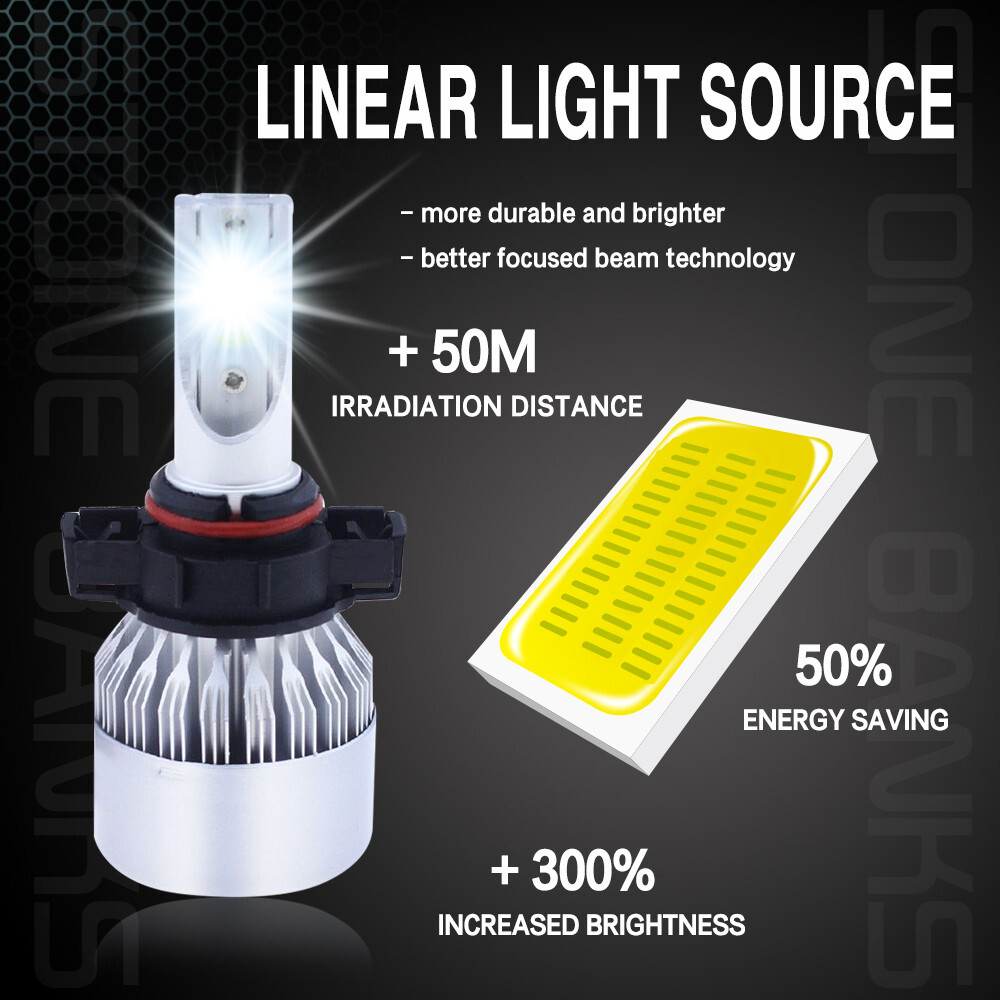 2x 5202 H16 LED Fog Light Bulbs 6000K White Headlight High Low Beam Kit 720000LM