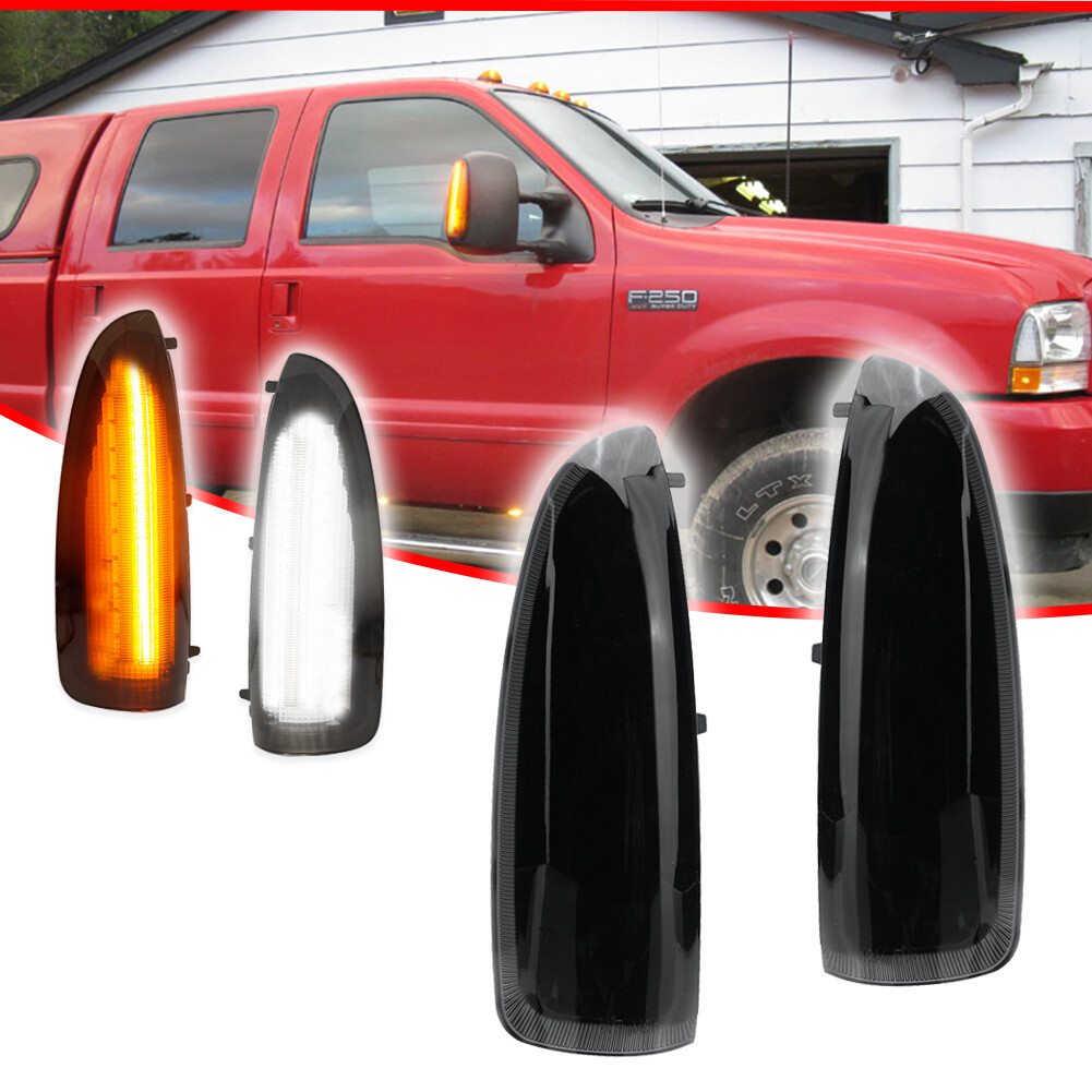 Smoke Lens White/Amber Switchback LED Side Mirror Lamps For 03-07 Ford F250 F350
