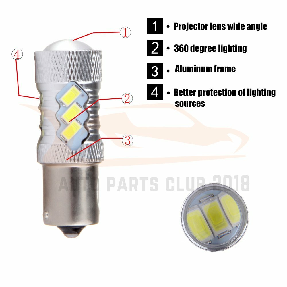 1156 7506 5008 LED 16 SMD Parking Light Completely White Light Bulbs USA