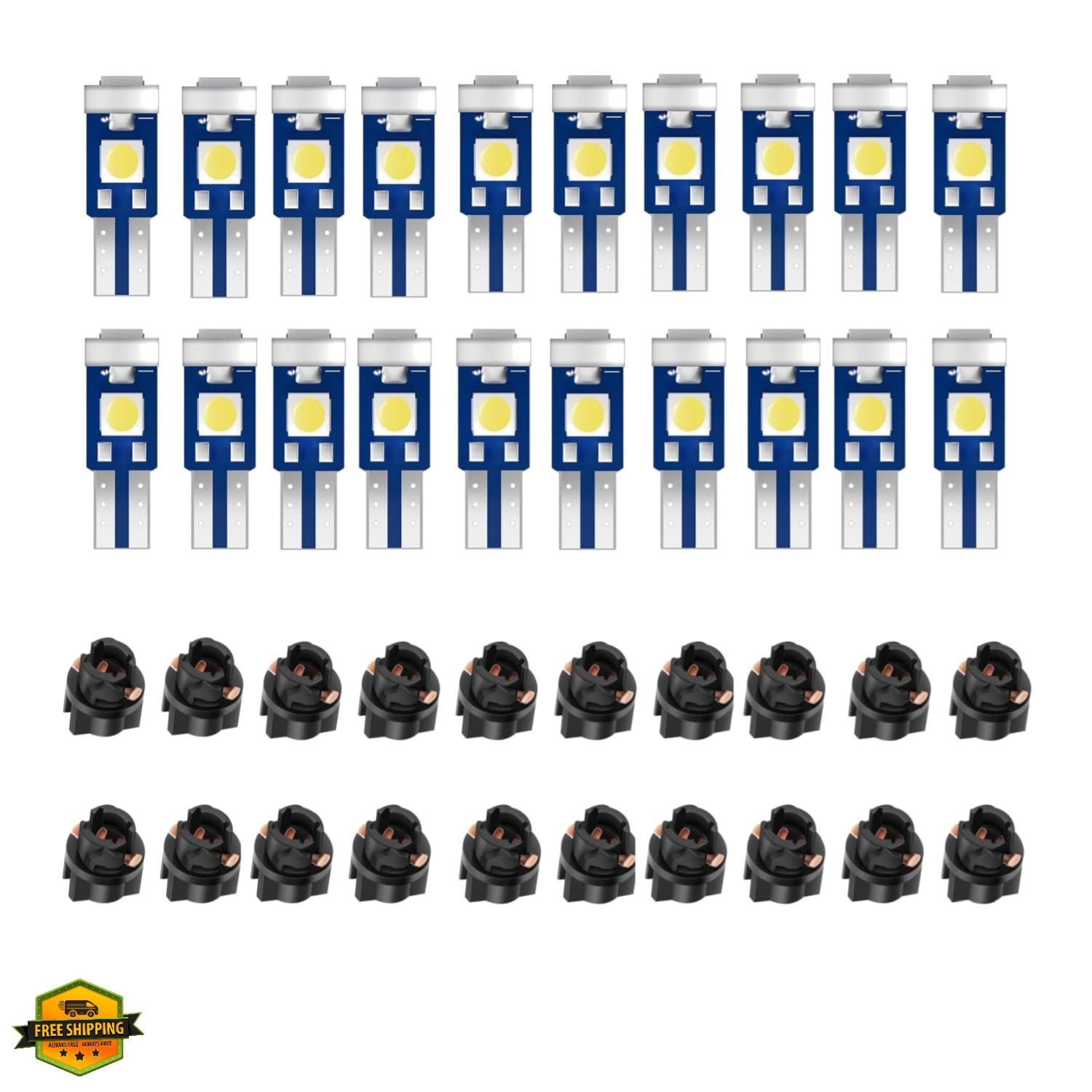 20 Pcs T5 LED Lights for Car Dashboard, Super Bright White 74 37 2721 PC74 Re…