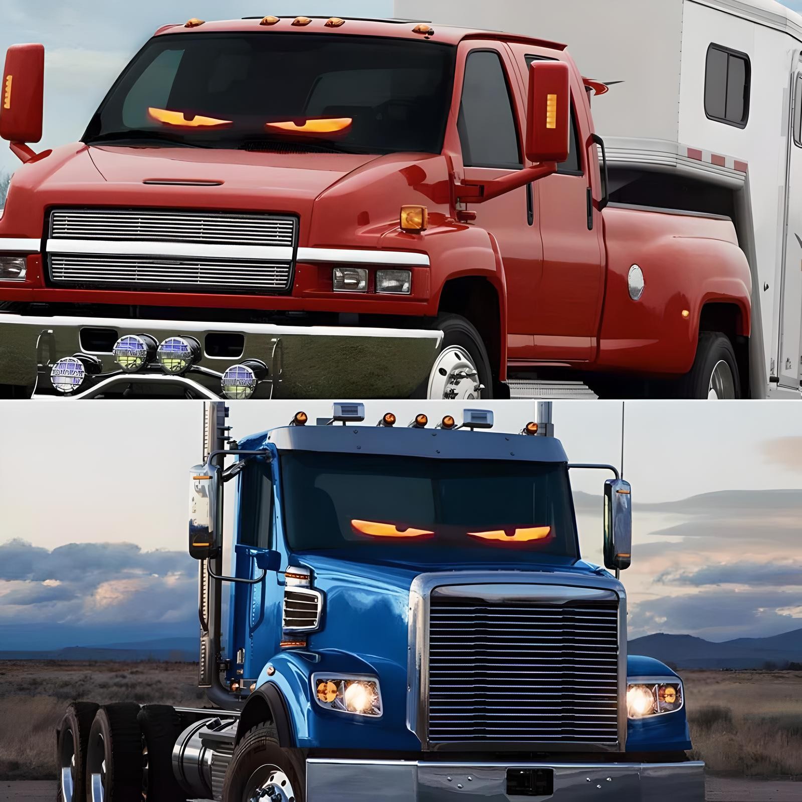 2Pcs 24″Truck Windshield Devil Eyes Light Soft Screen Cars Remote Smart Eye Lamp
