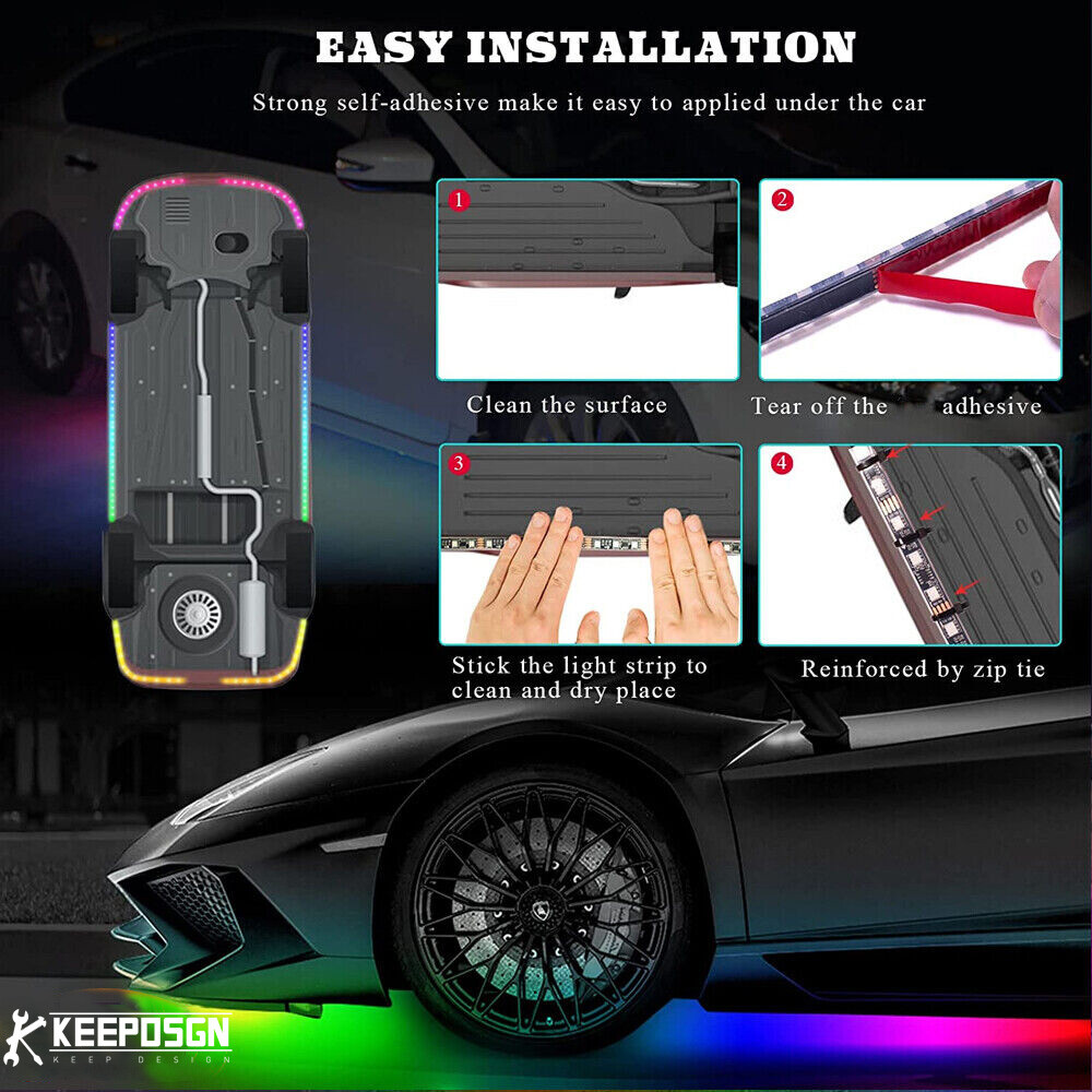 6 PCS RGB LED Underglow Lights LED Lighting Kit Neon Accent Strips For GMC Yukon
