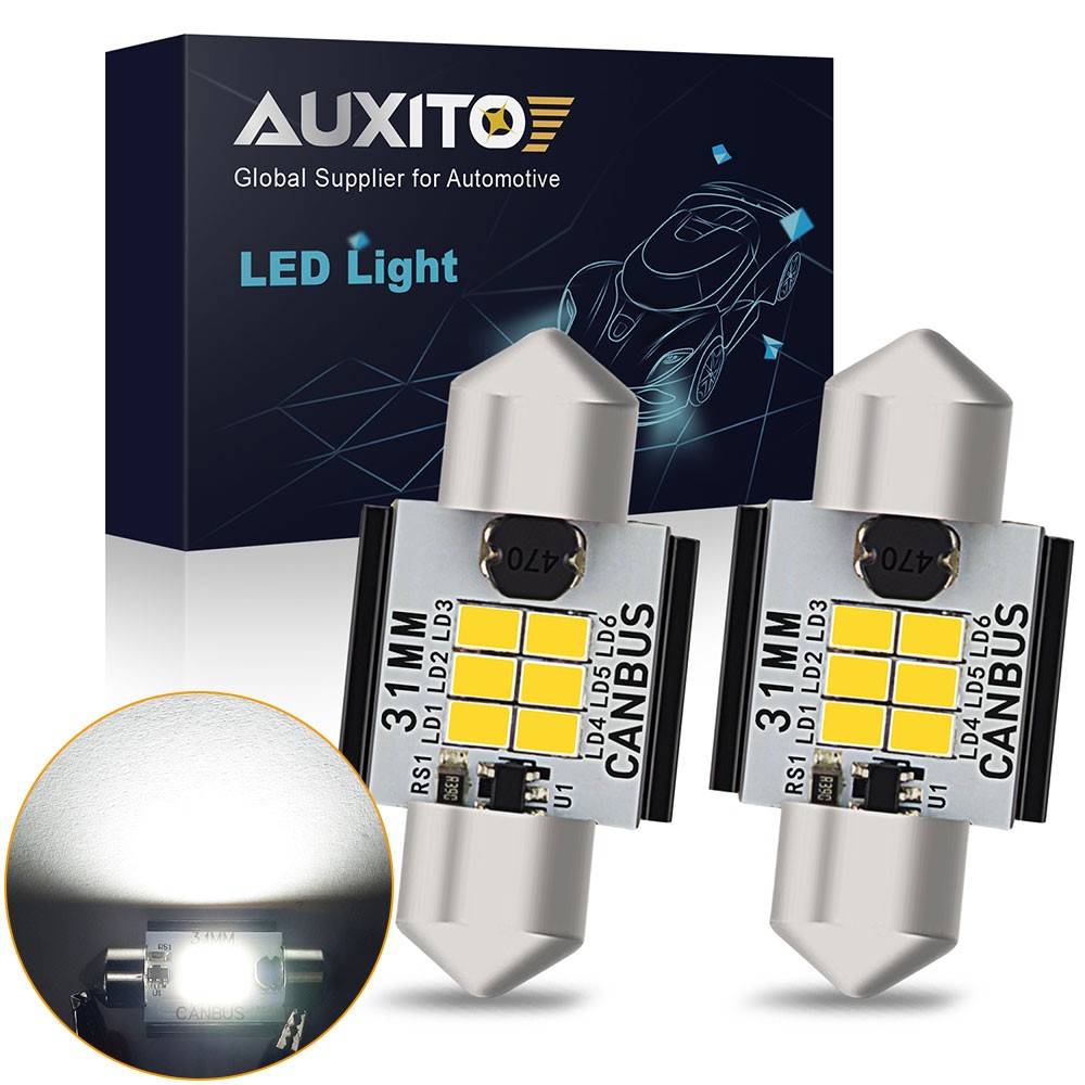 AUXITO Pair 31MM C5W Festoon LED License Plate Tag Light Bulb 6000K Bright White