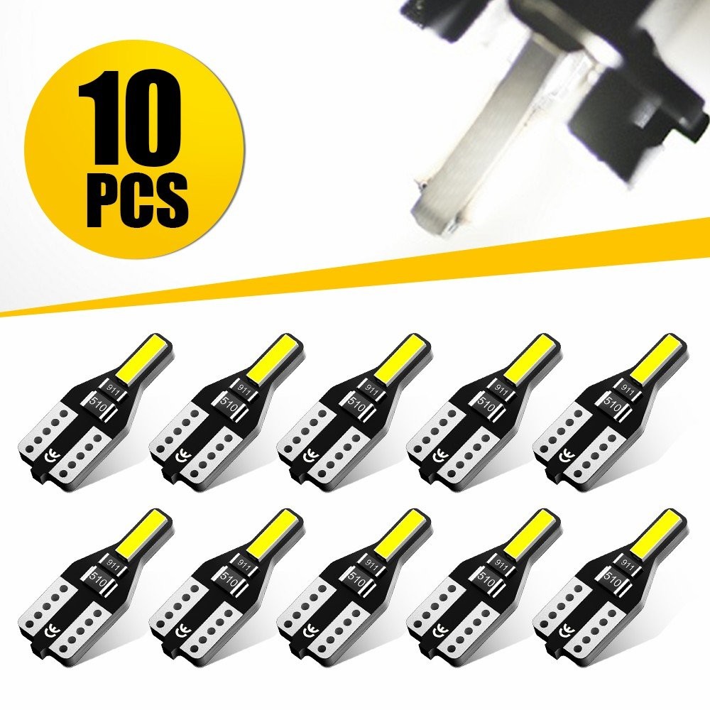 10PCS 12V T10 194 7020SMD LED License Plate Light Bulbs 6000K Super Bright White