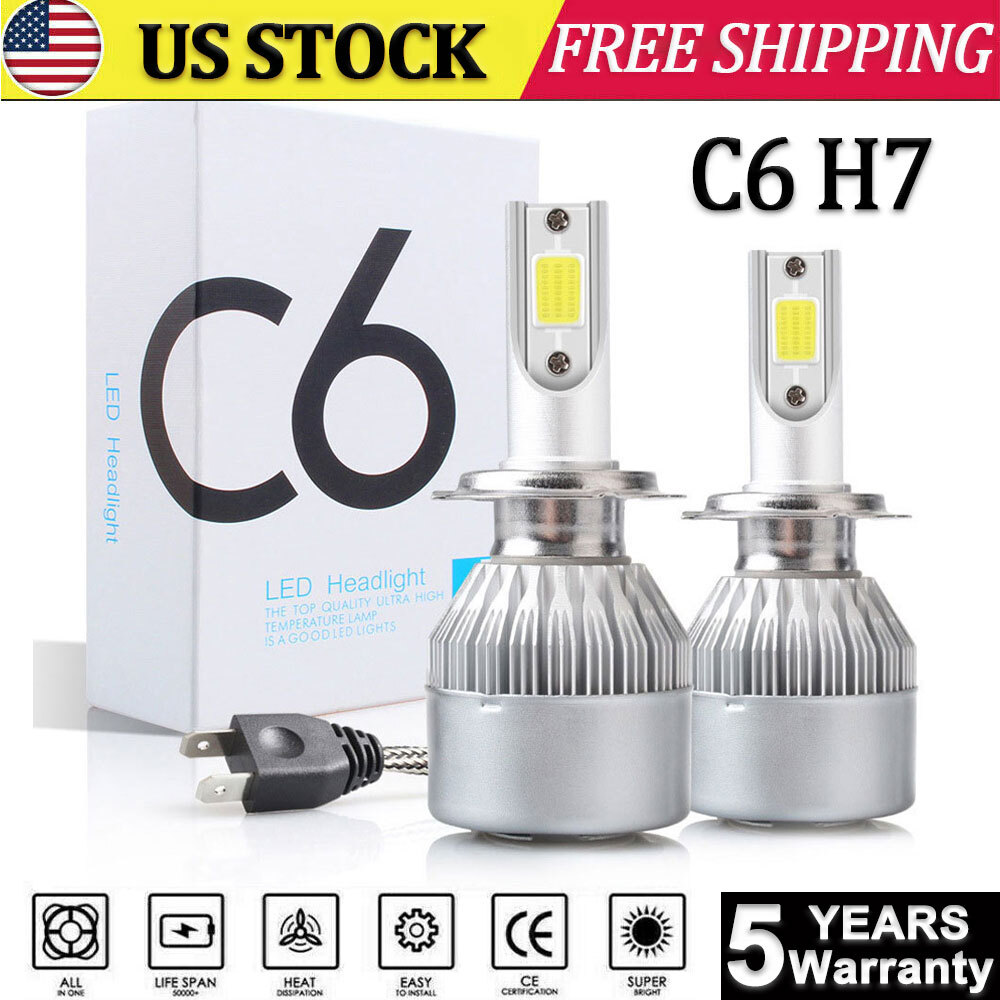 2x H7 LED Headlight Bulbs Kit Hi/Lo Beam 280W 720000LM Super Bright 6000K White