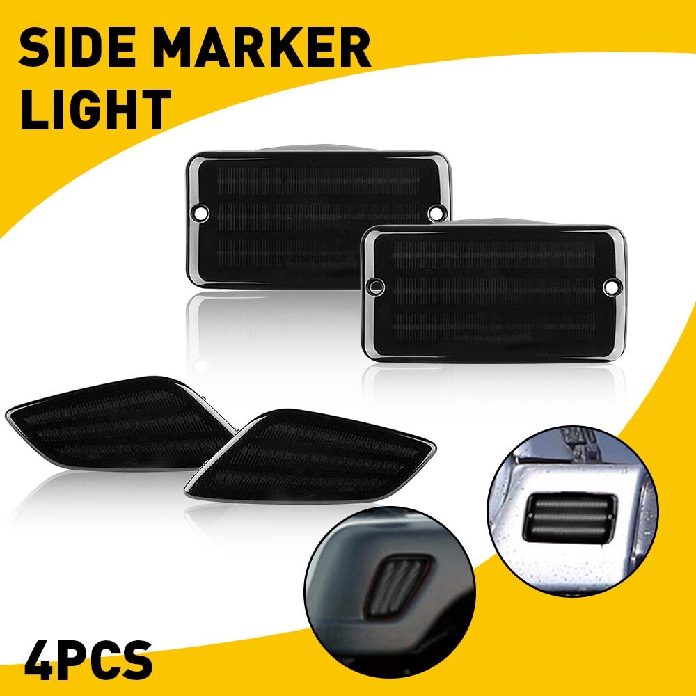 4X LED Smoked Side Marker Light Cover for 1997-2006 Jeep Wrangler TJ Accessories