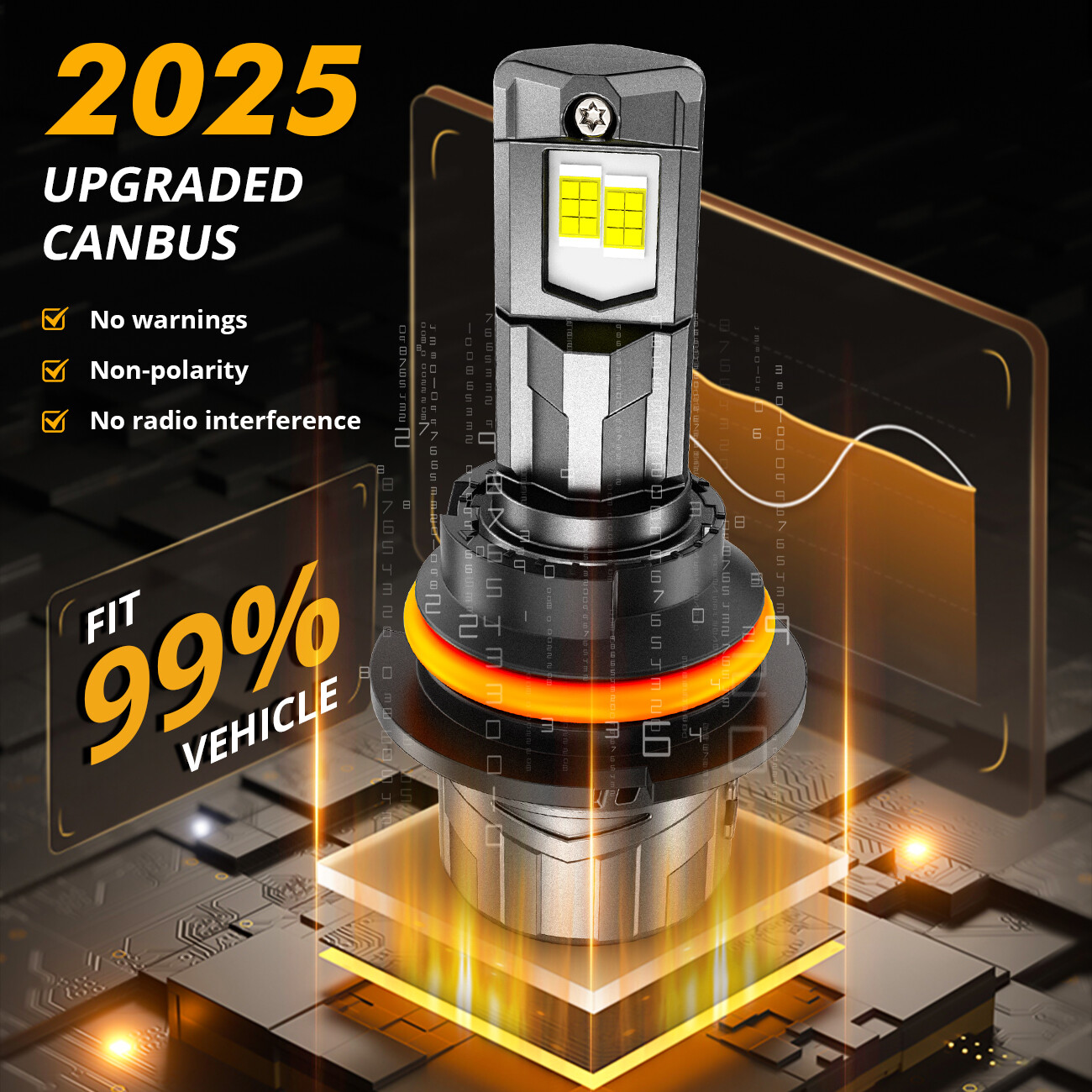 AUXBEAM Canbus HB5 9007 LED Headlight Bulbs High Low Beam 6500K White 52W/120W