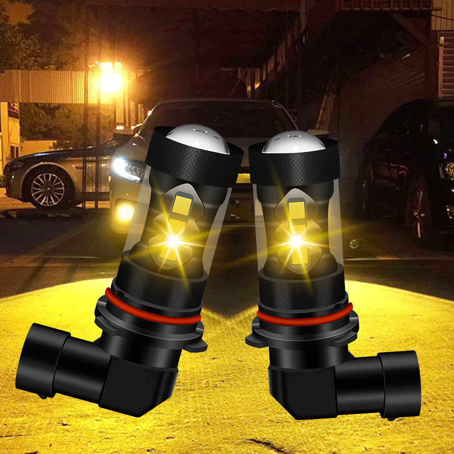 2x 9006 HB4 LED Fog Light Bulbs Kit 80W 2400LM 3000K Error Free Yellow Lamp