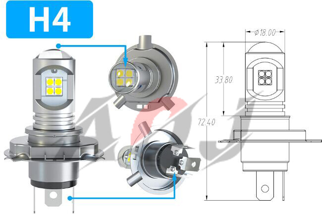 7″H6006/6006 6V Stock Glass/Metal Headlight SMD 360° 6-Volt LED Light Bulb Each