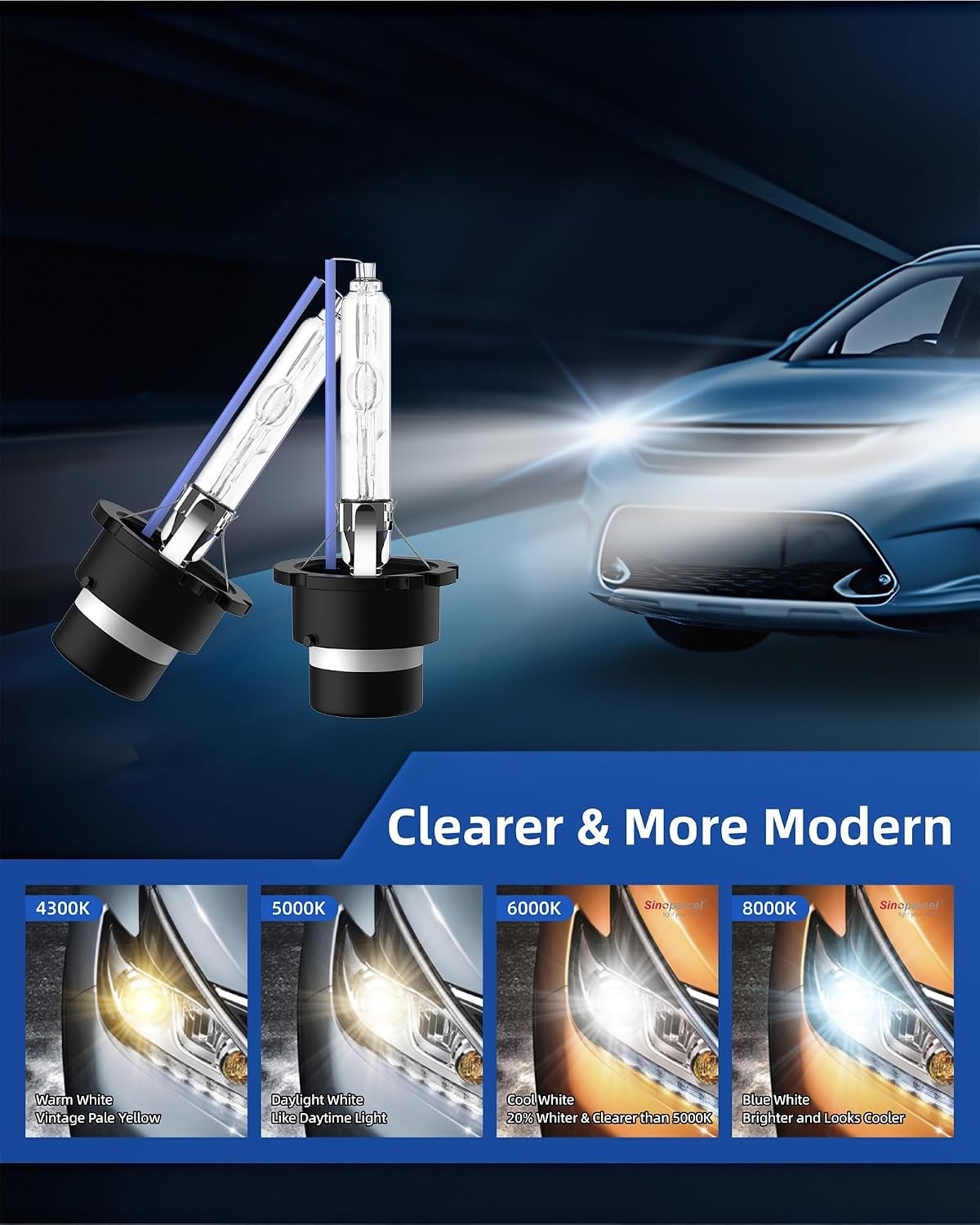 New D2S Xenon HID Headlight Bulbs High Low Beam – 8000K 35W 66240 85122UB 660…
