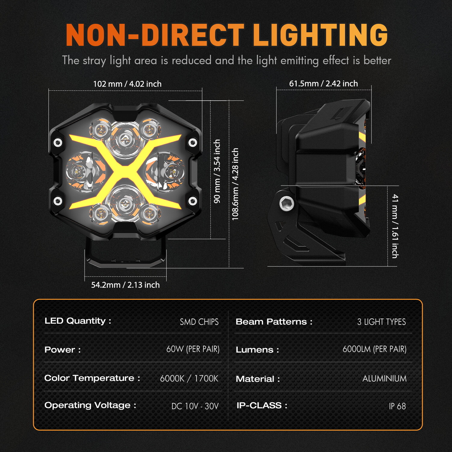 NOVSIGHT 4in. LED Off Road Driving Lights Bright Lamp with Special X-Line Design