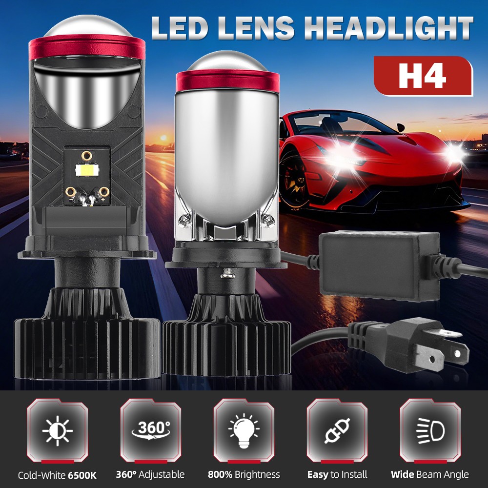 2x H4/9003 LED Projector Lens Hi-Lo Beam 160W Headlight Bulb 68000Lm 6000K White