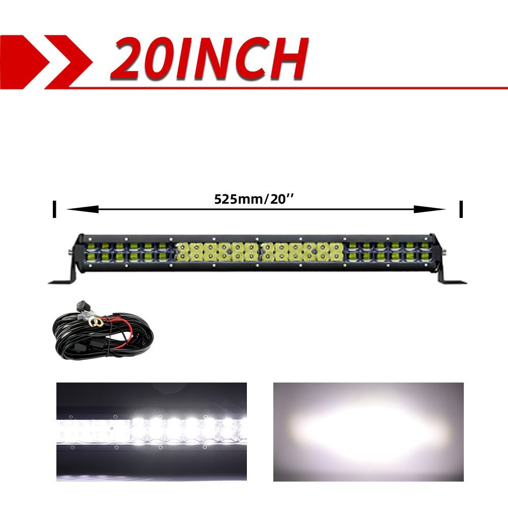 20INCH LED Light Bar Spot Flood LED Work Fog Lamp Offroad 4WD Truck SUV+ Wiring