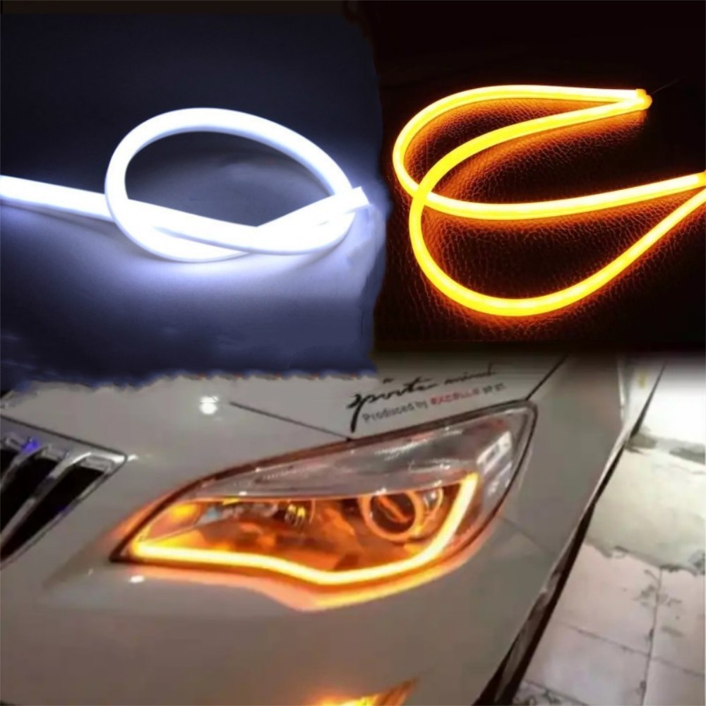 23.6″ Flexible Switchback DRL Light Strip Amber Flow Turn Signal Car Headlights