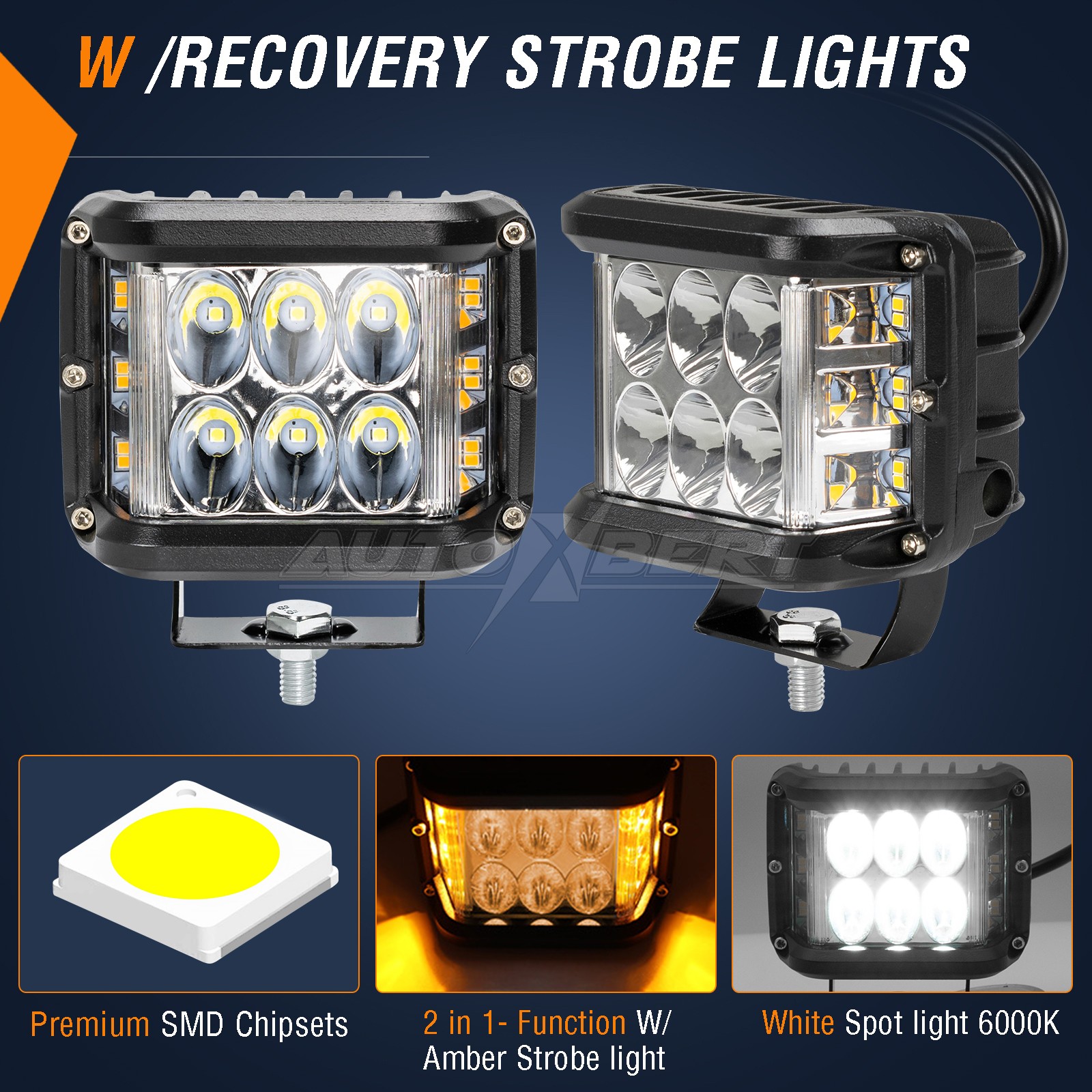 Side Shooter LED Pod Light 4 inch Off Road LED Light Pods with Dual Yellow DRL