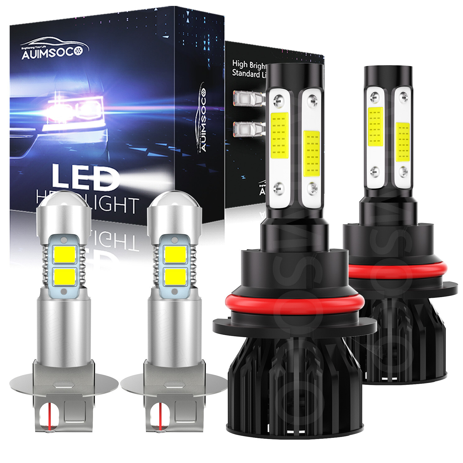 For Ford Mustang 1988-1993 LED Headlights + Fog Lights Bulbs Conversion Kit