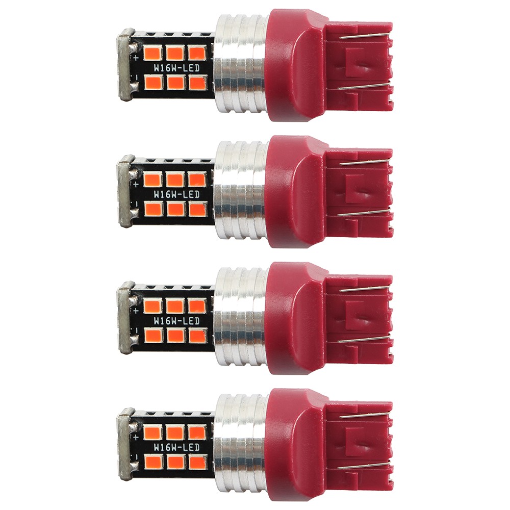 4Pcs 7443 7440 LED Red Strobe Flash Blinking Brake Stop Tail Parking Light Bulbs