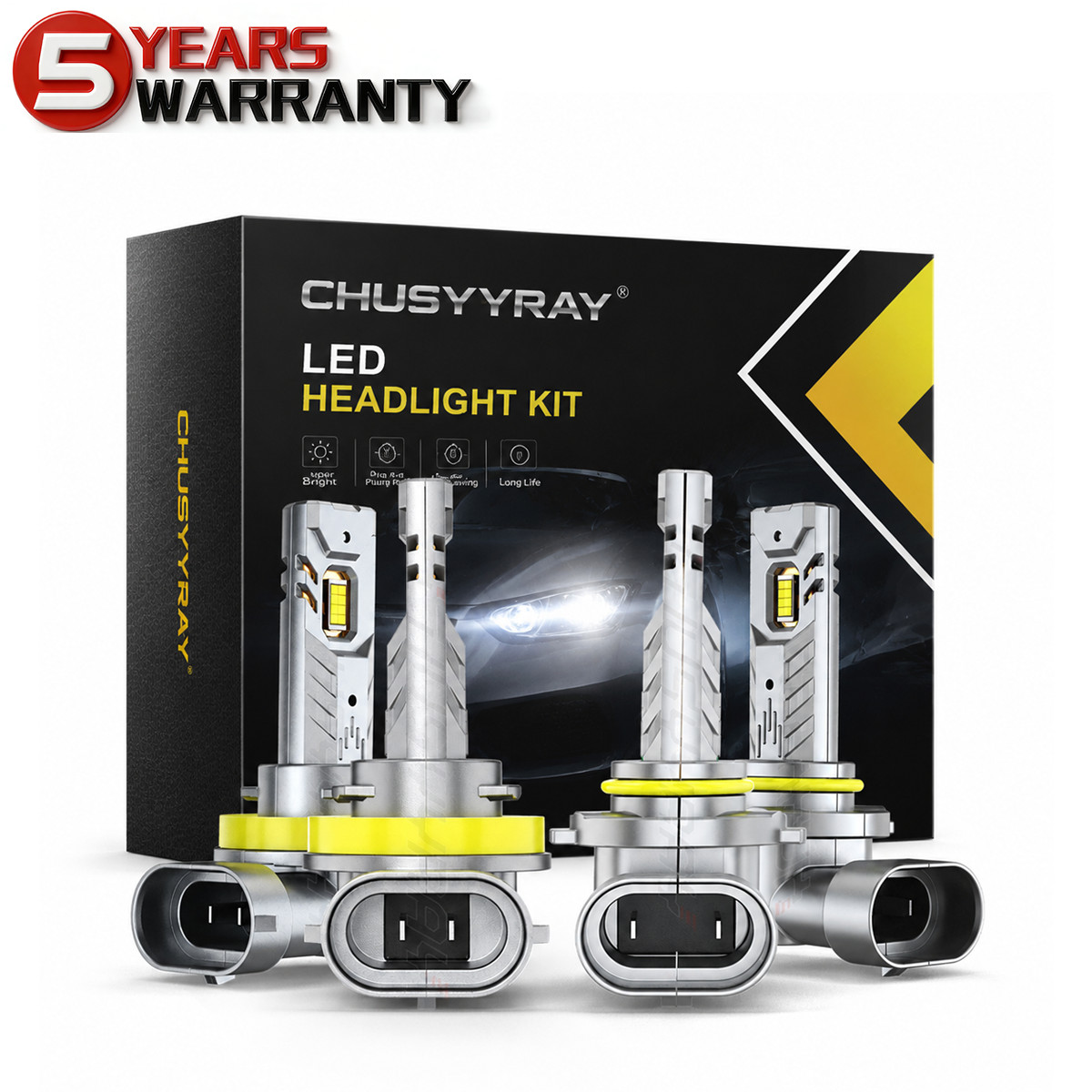 4PCS LED Headlights 9005 H11 High Low Beam Bulbs Super Bright 6500K Xenon White