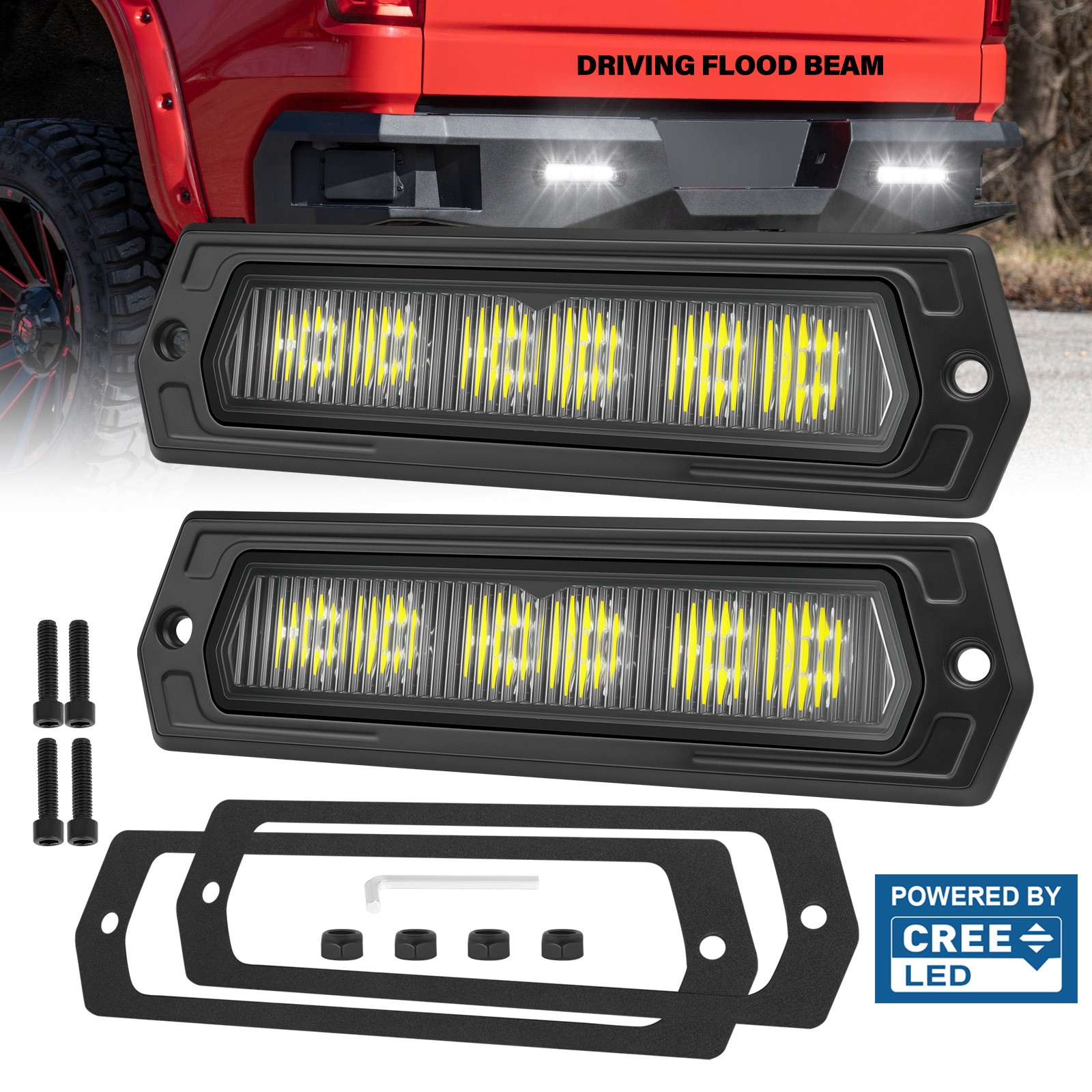 2Pcs 8″ 120W Cree LED Pods Light Bar Slim Flush Mount Flood Driving Off Road 4WD