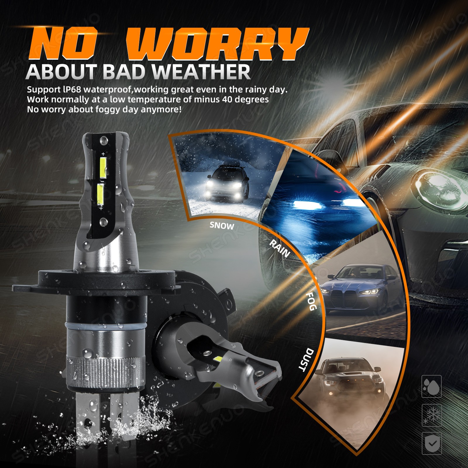 High Power LED Headlight H4 Bulbs for Yamaha YZF R1 1998-2002 2003 Lights Bulbs