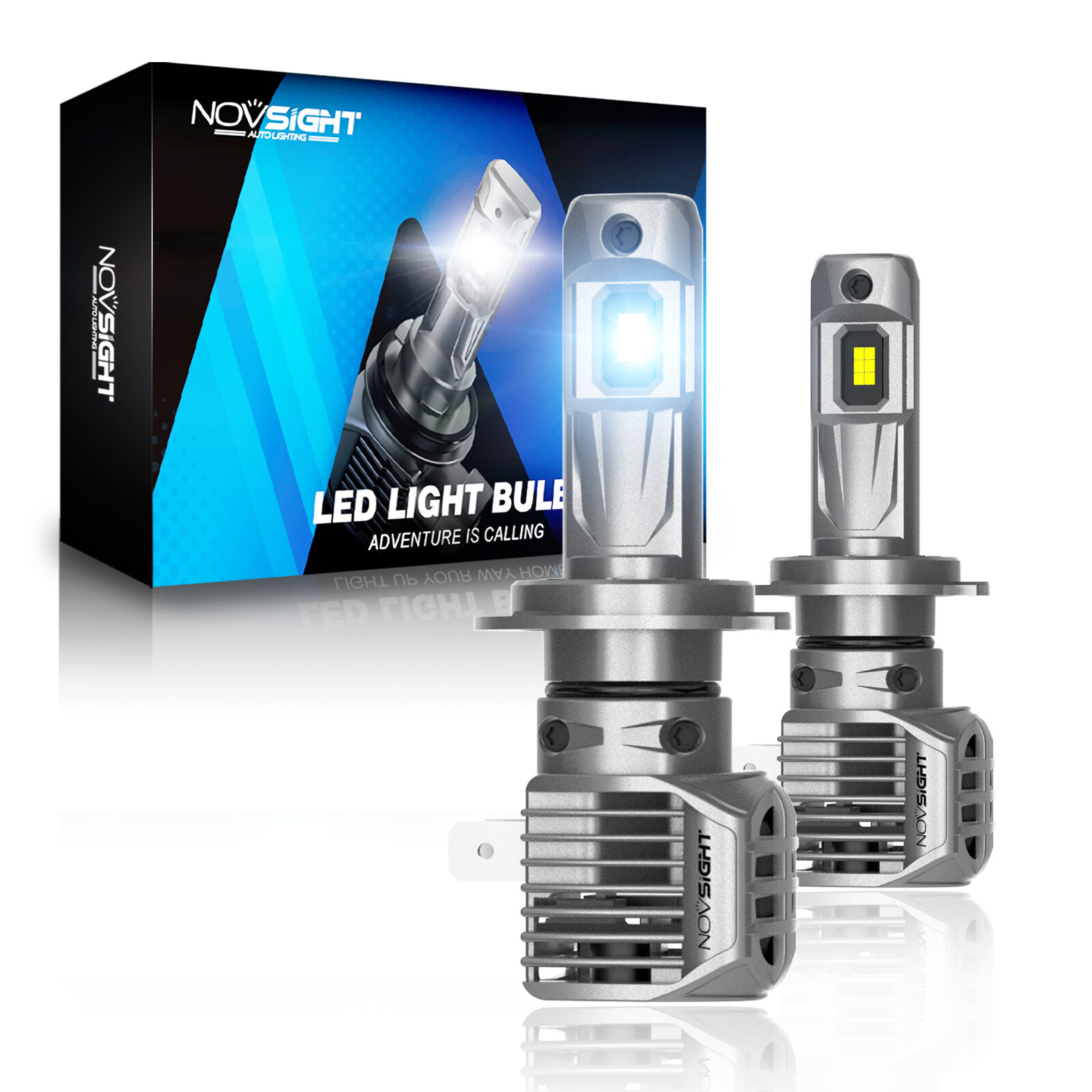 NOVSIGHT H7 LED Headlight Bulbs High Low Beam Super Bright Lamp 6500K White 2pcs