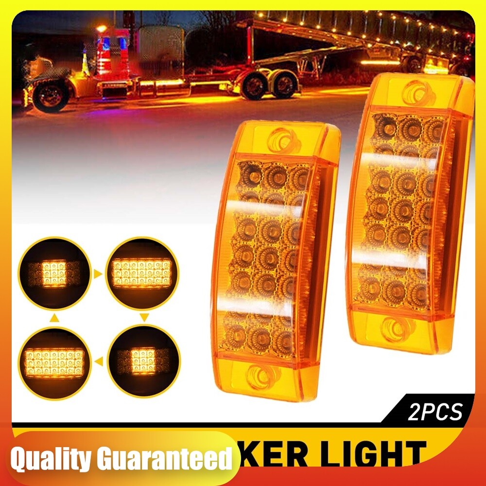 2X Amber 6″ Side Marker Lights Clearance LED Truck Trailer Lamp Tail Light 12V