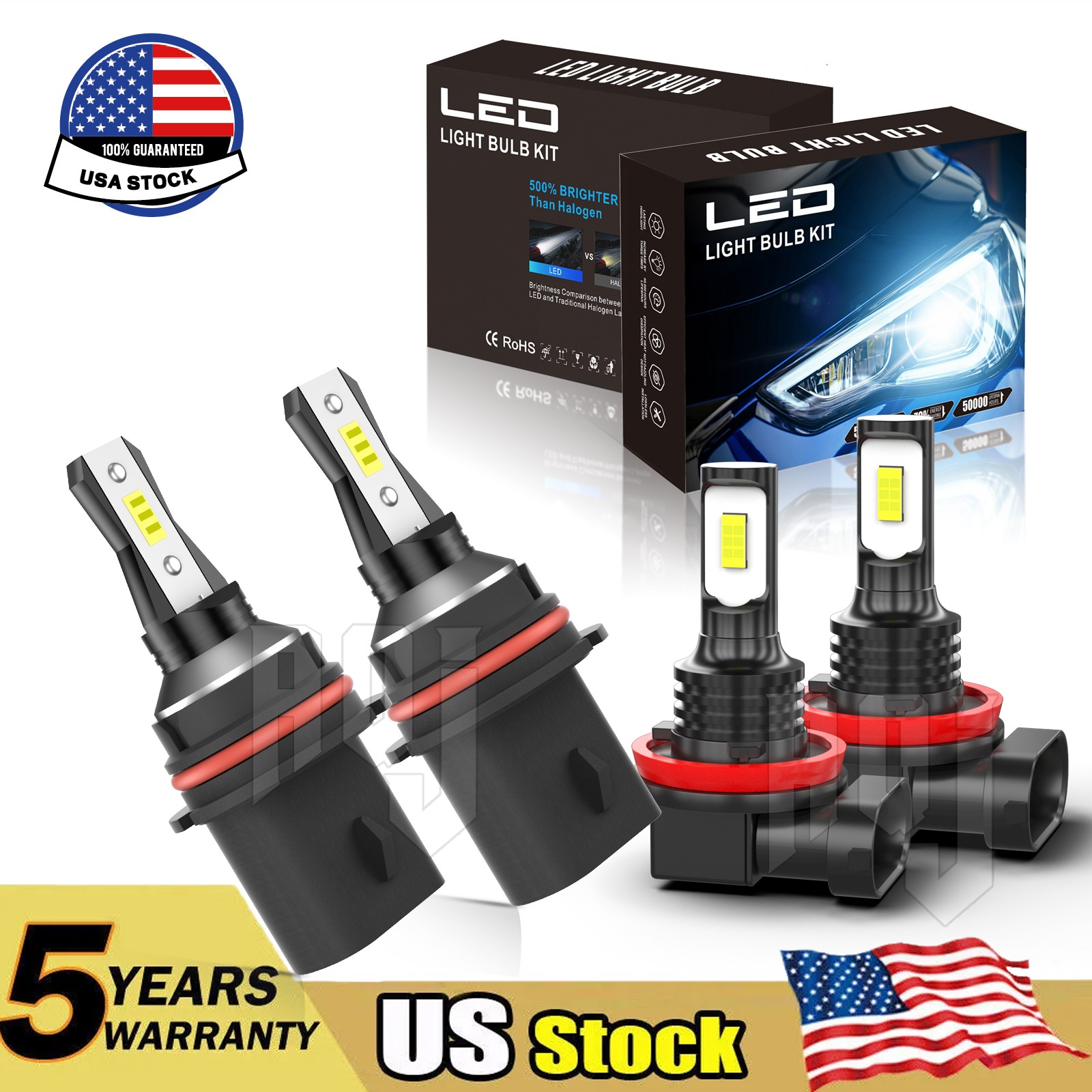 For Suzuki SX4 2007-2013 4X LED Headlight High Low Beam + Fog Light Bulbs