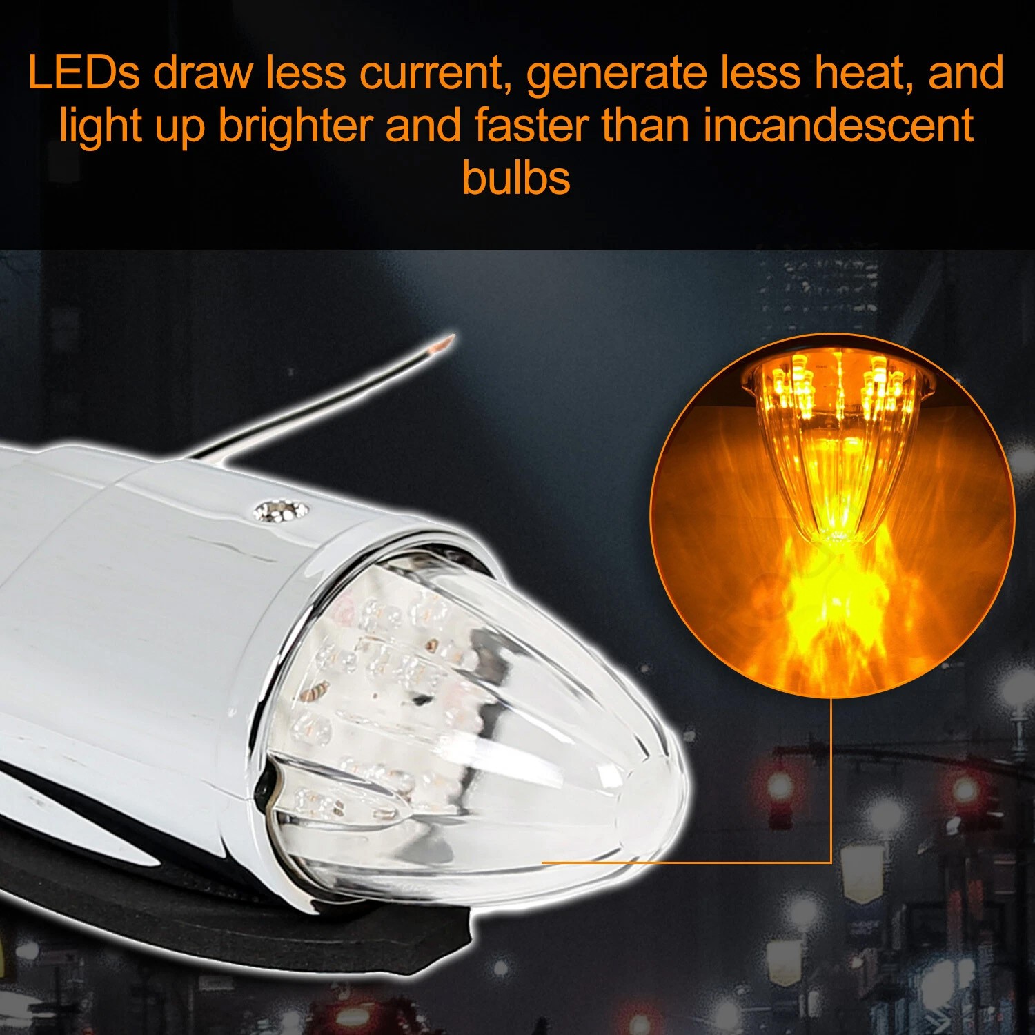 5x Teardrop Semi LED Roof Truck Cab Marker Lights Clearance Universal Amber