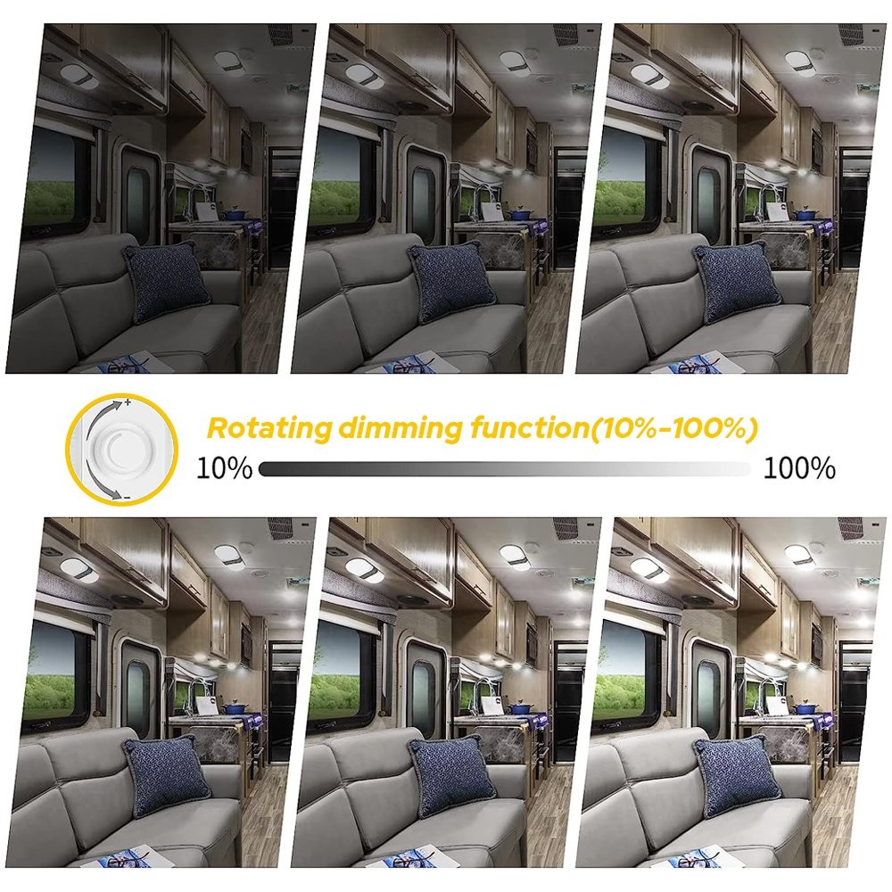 Dimmable 1700LM 3 Color Light Interior 12V24V Ceiling 120Led Dome Lamp RV Camper