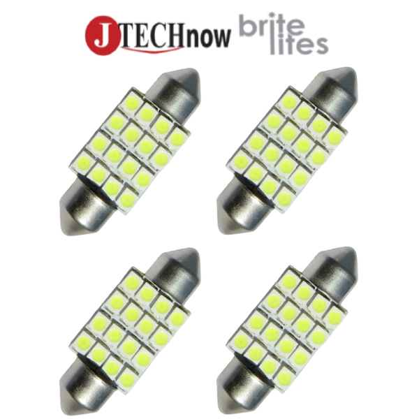 Jtech 4x 36mm(1.42″) 16 SMD Super Bright White LED Bulb 6411 6413 6418 C5W