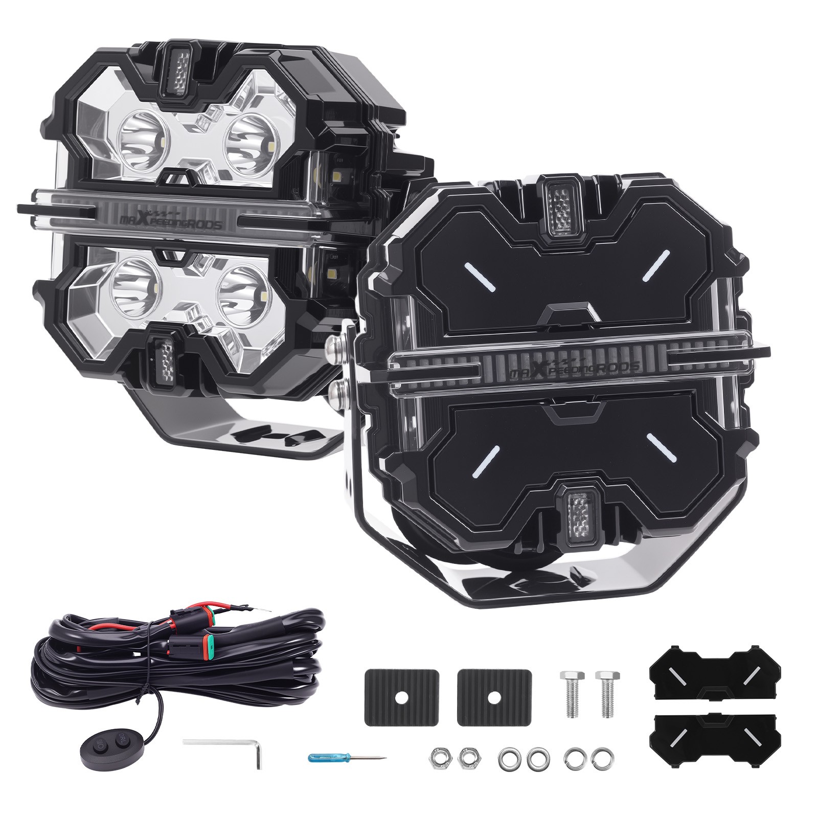 5″ Square LED Light Pods 178W Aluminum Housing Off Road Driving Lights DRL 178W