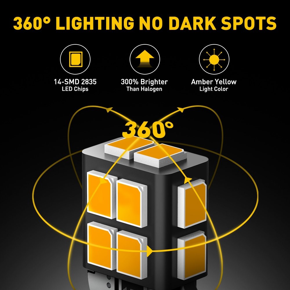 10/20Pcs Amber T10 W5W LED Map Light Door Dome License Light Plate Light Bulbs